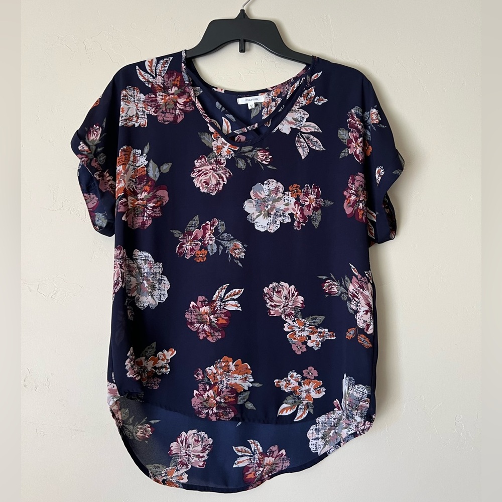 Maurice’s Floral Blouse With Strappy Neck